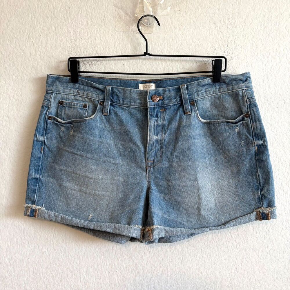 NWT J. CREW High Waist 3" Cuffed Faded Blue Denim Jean Shorts Womens 31
